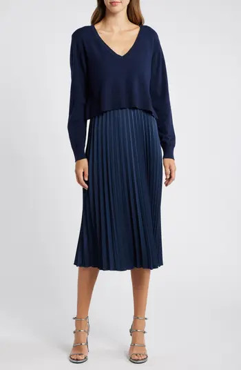 Sweater & Plissé Skirt Set | Nordstrom