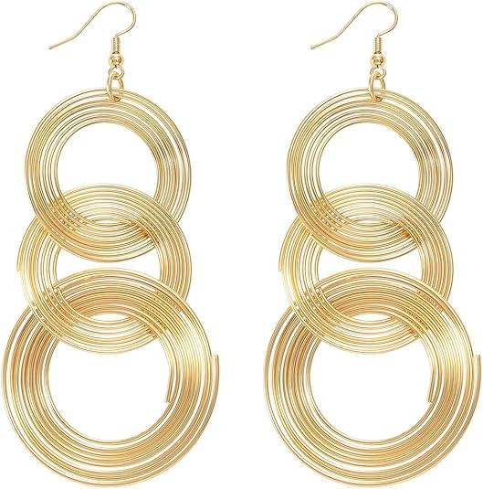 Zealmer Women 16K Gold Plated Long 70s Disco Earrings | Amazon (US)