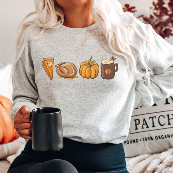 Thanksgiving Sweatshirt Fall Sweatshirt Turkey Pumpkin Pie - Etsy | Etsy (US)