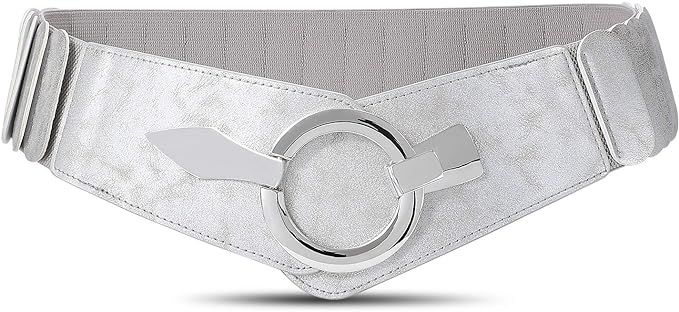 WHIPPY Women Wide Elastic Waist Belt Stretch Waist Belt Fashion Retro Leather Waistband for Dress... | Amazon (US)