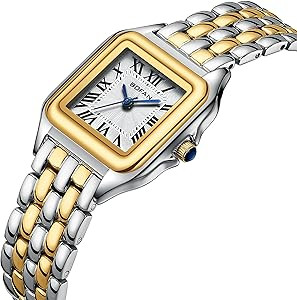 BOFAN Gold Watches Ladies Quartz Wrist Watch with Stainless Steel Band, Roman Dial | Amazon (US)