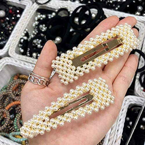 2 PCS Pearl Hair Clips Gold Fashion Barrettes Hairstyling Tool for Women Wedding Bridal Hair Acce... | Amazon (US)