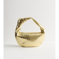 Gold Woven Leather Look Mini Top Handle Bag Vegan New Look | New Look (UK)