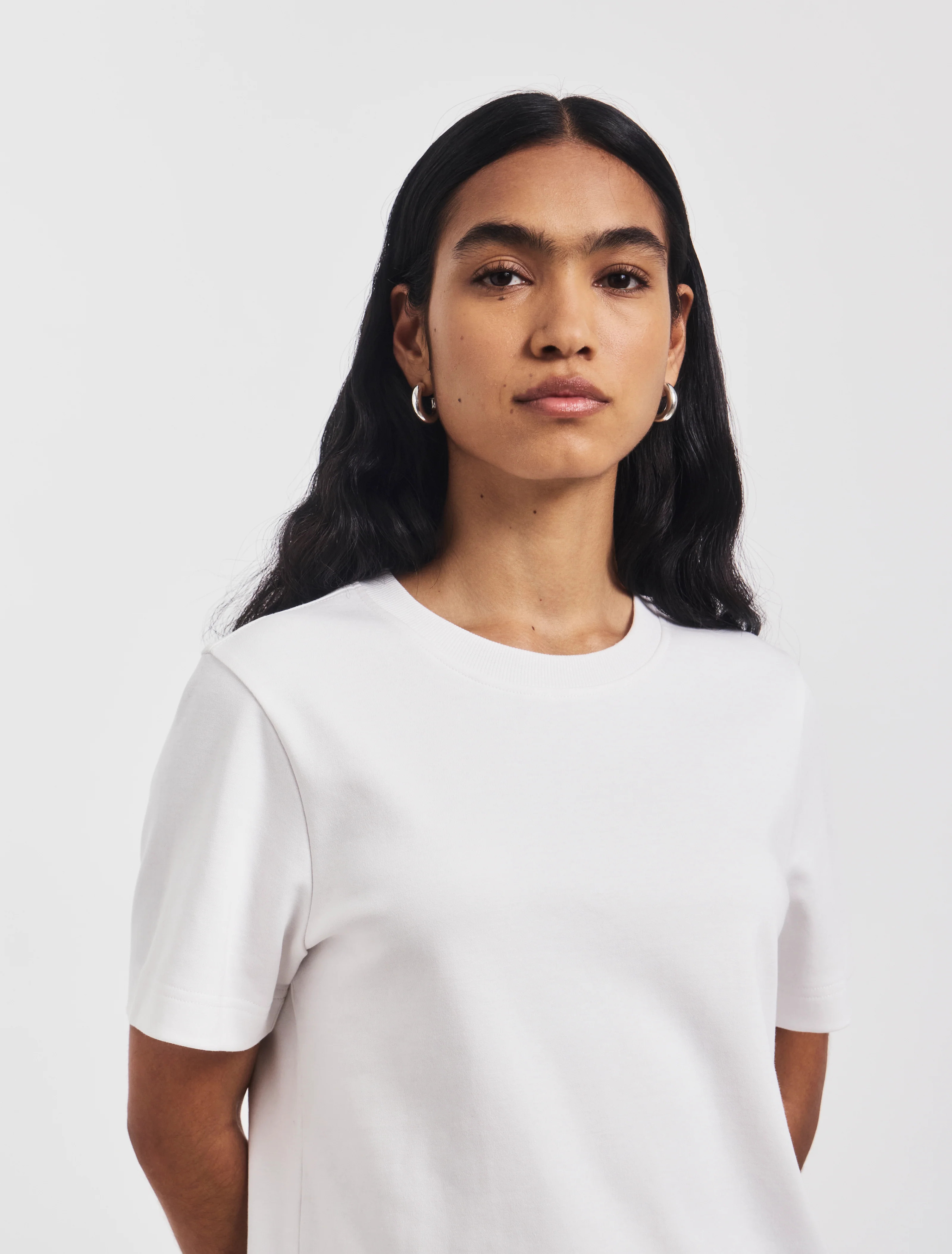 Compact Cotton Boxy T-shirt in White | NinetyPercent