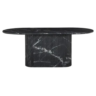 Denzel Modern Classic Black Marble Oval Dining Table - 74 | Kathy Kuo Home