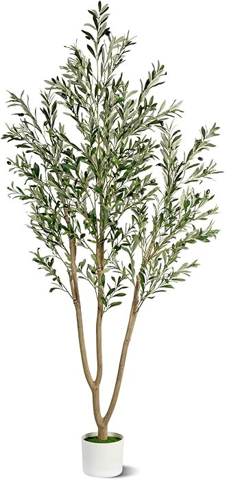 7FT Artificial Olive Tree, Indoor Faux Olive Tree Fake Potted Silk Olive Tree Plants with Lifelik... | Amazon (US)