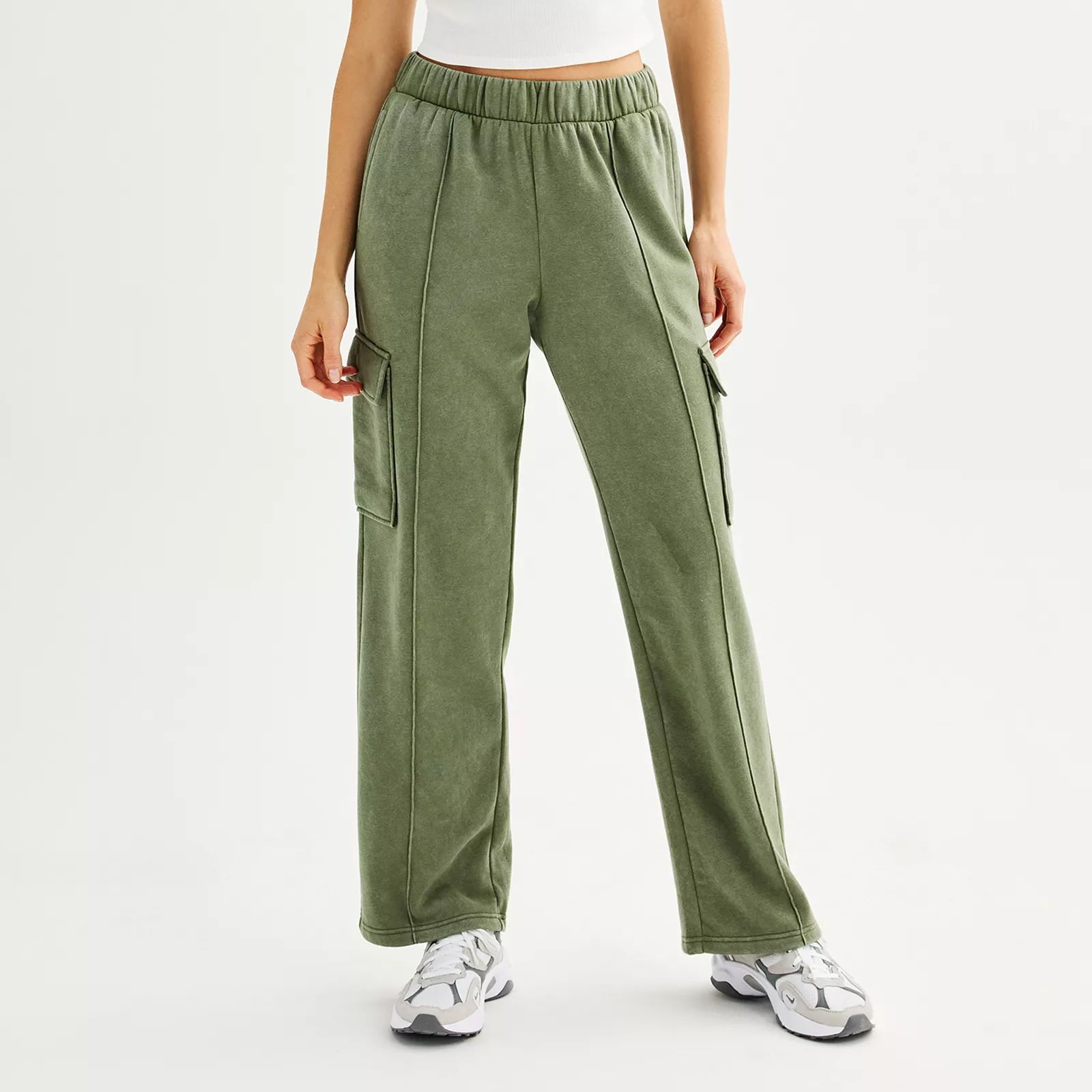 Juniors' Pink Republic Fleece Wide Leg Cargo Pants | Kohl's