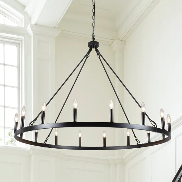 Vyolette 16 - Light 47" Wide Candle Style Dimmable Wagon Wheel Chandelier | Wayfair North America
