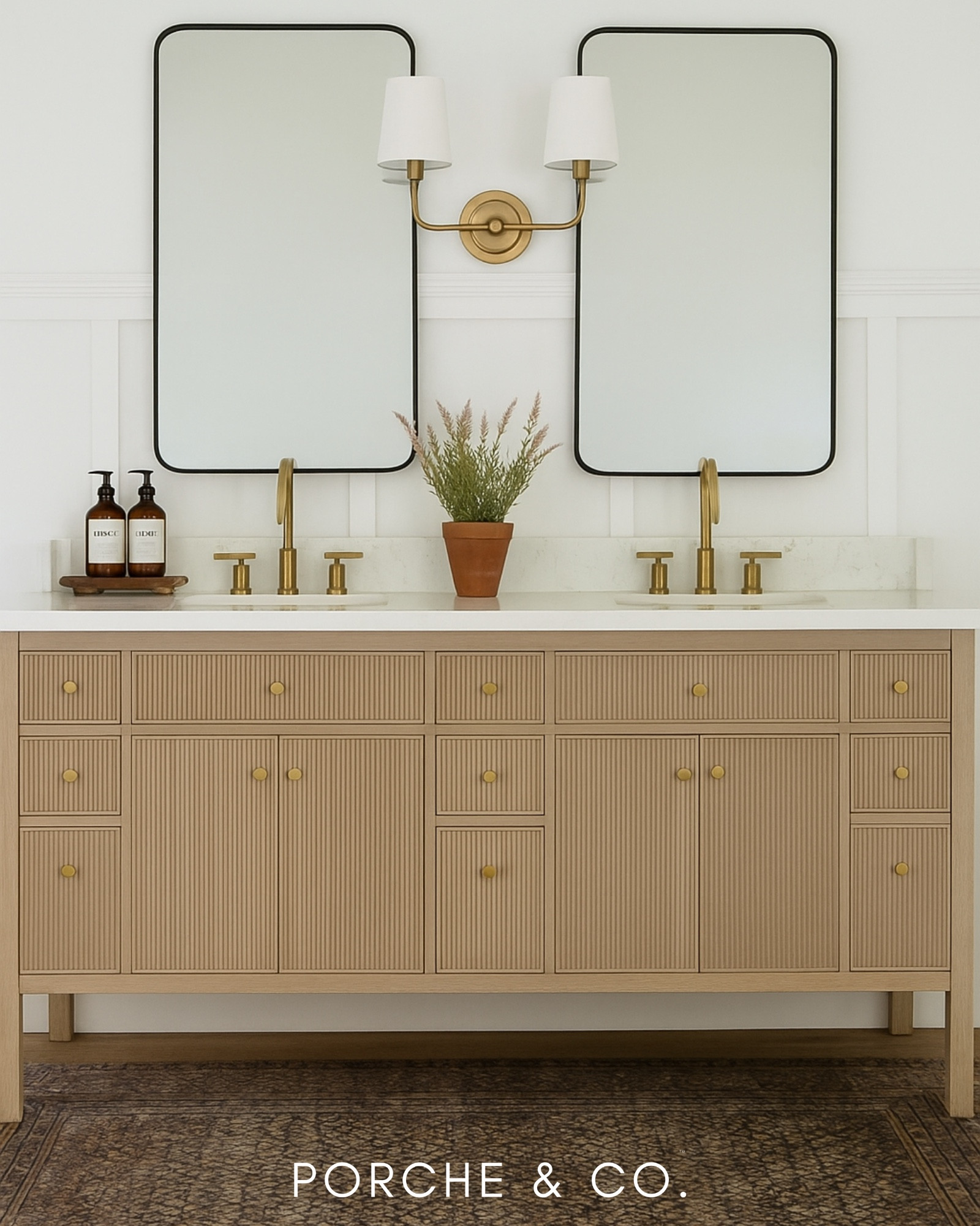 2D vs 3D Bathroom Curated Collection ✨
From visionboard to reality! Swipe to see the before & after of this timeless Bathroom Curated Collection, featuring fluted cabinetry, brass fixtures, and clean black-framed mirrors that bring balance and sophistication to this Modern Classic space. 🛁

Neutral tones, textured details, and elegant lighting create a warm yet elevated look that’s both functional and beautiful — the perfect mix of modern charm and classic design.

Do you want to bring our dreamy Modern Classic style interior design into your own home? 🏡 You’re in luck!
Reserve our Online Interior Design packages today -> https://porcheandco.com/edesign￼ ✨
We can’t wait to work with you & design your home with #porcheandco

#porcheandco #visionboard #moodboard #curatedcollection #bathroomdesign #modernclassicstyle #flutedvanity #brassfixtures #interiordesign #onlinedesigner #neutraldecor #interiorinspiration #timelessinteriors #homedecor #edesign #porcheandcohomes


#LTKHome #LTKBeauty #LTKStyleTip