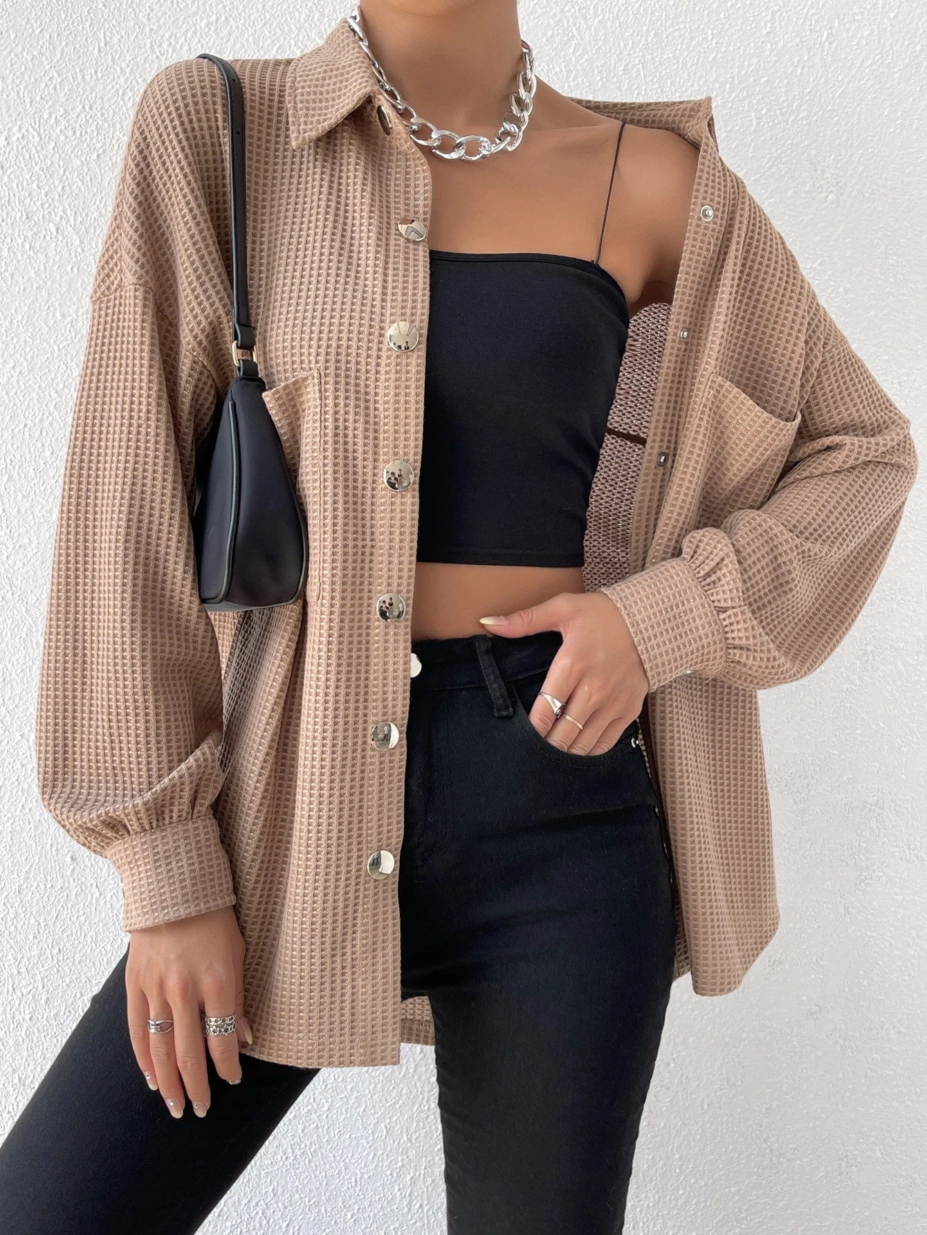 Drop Shoulder Pocket Patched Coat
   SKU: sw2206153997695336      
          (6 Reviews)
        ... | SHEIN