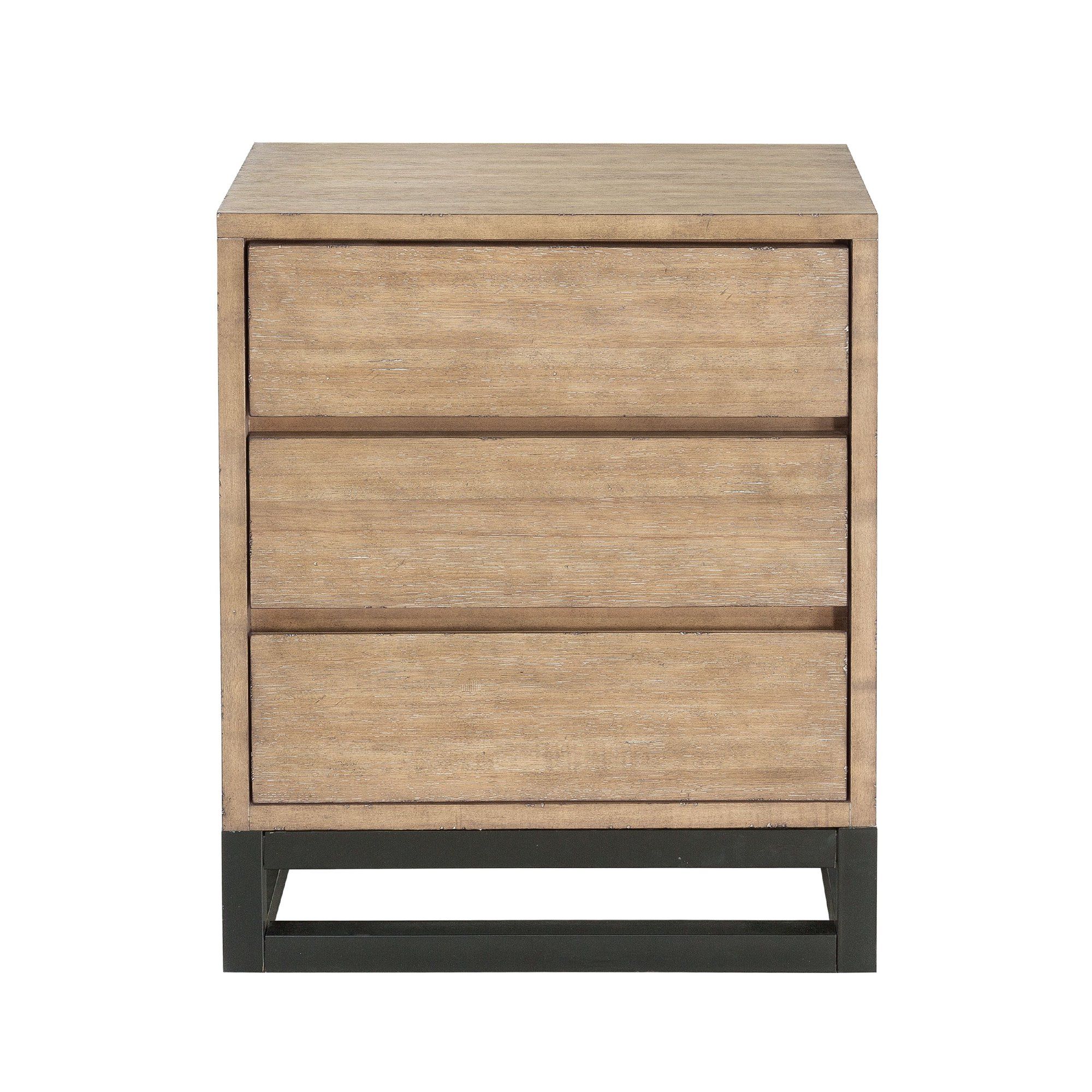 Home Meridian Three Drawer Natural Industrial Nightstand in Brown | Walmart (US)