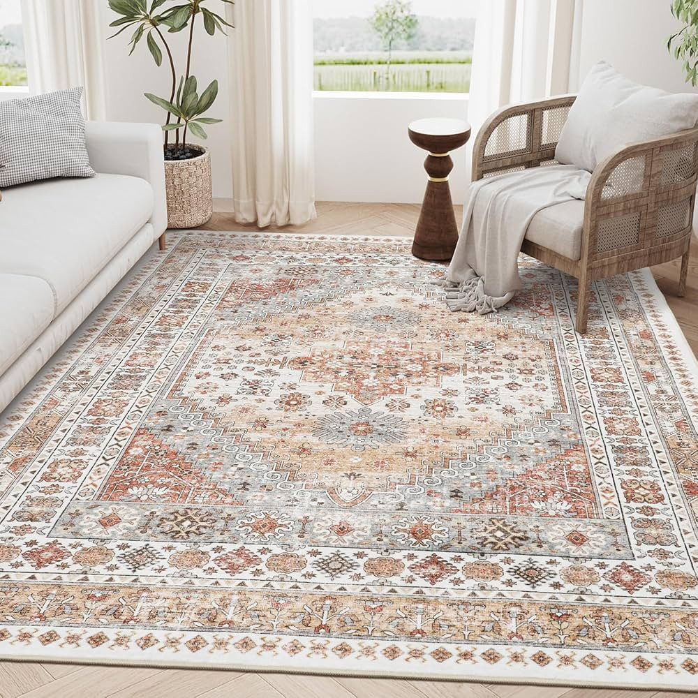 5x7 Area Rugs - Ultra-Thin Washble Rug, Stain Resistant Anti Slip Backing Rugs for Living Room,Be... | Amazon (US)