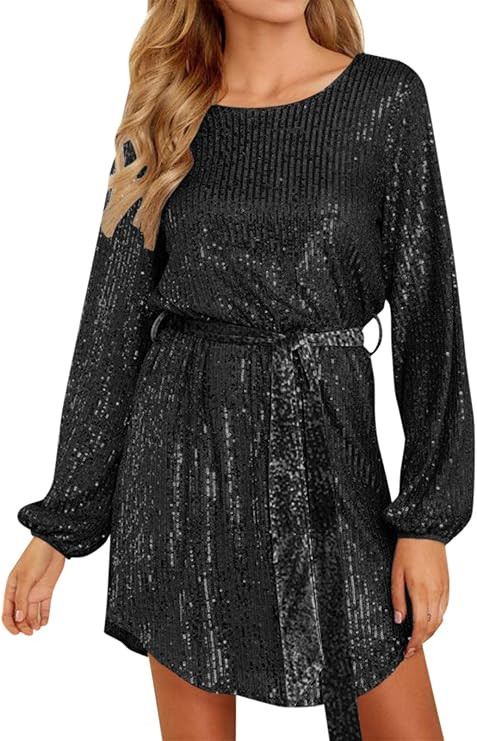 Auxo Women Long Sleeve Floral Lace V Neck Elegant Cocktail Party Wedding Bridesmaid Evening Dress | Amazon (US)