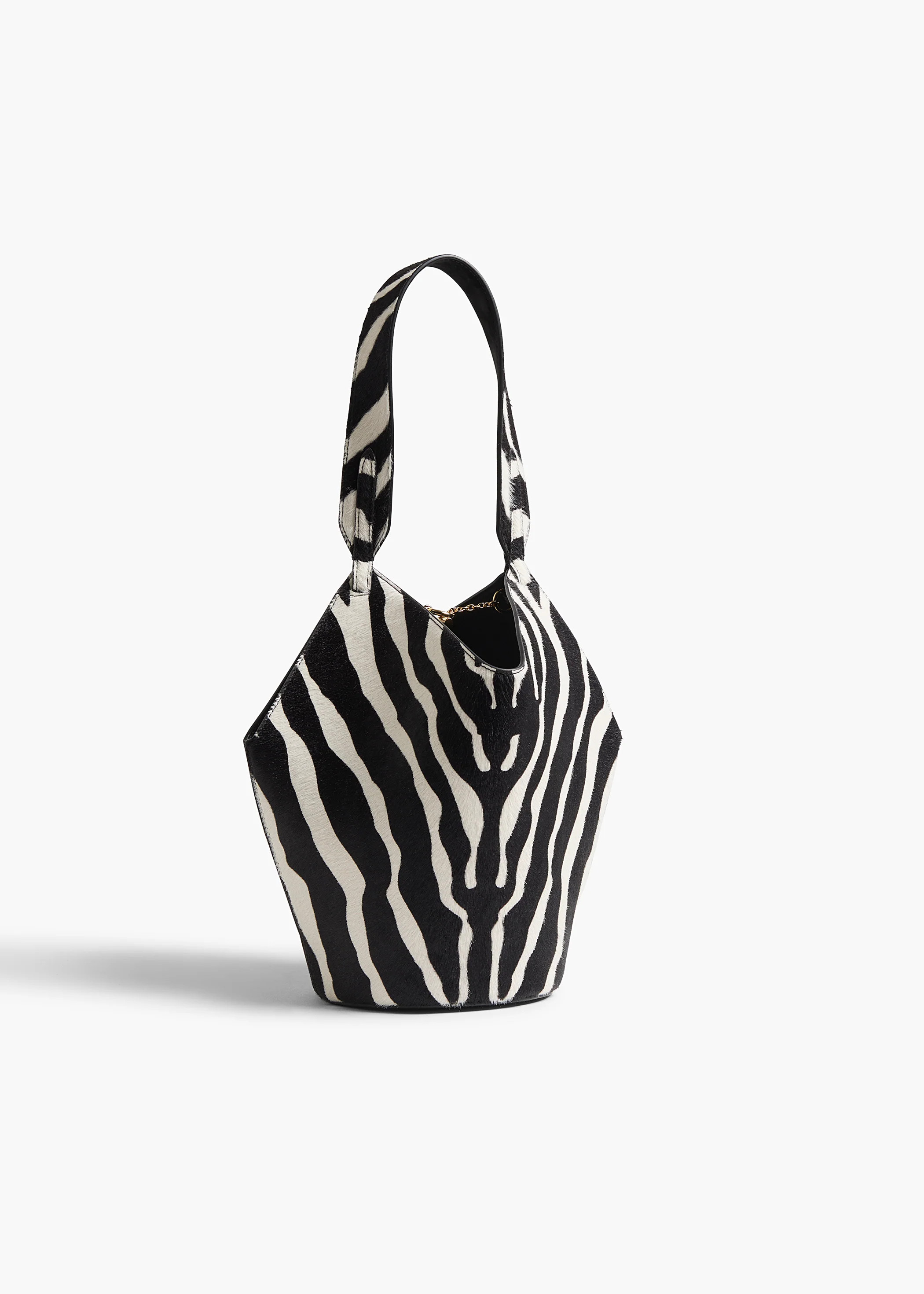 KHAITE - Mini Lotus Tote In Zebra Print Haircalf And Black Suede | Khaite