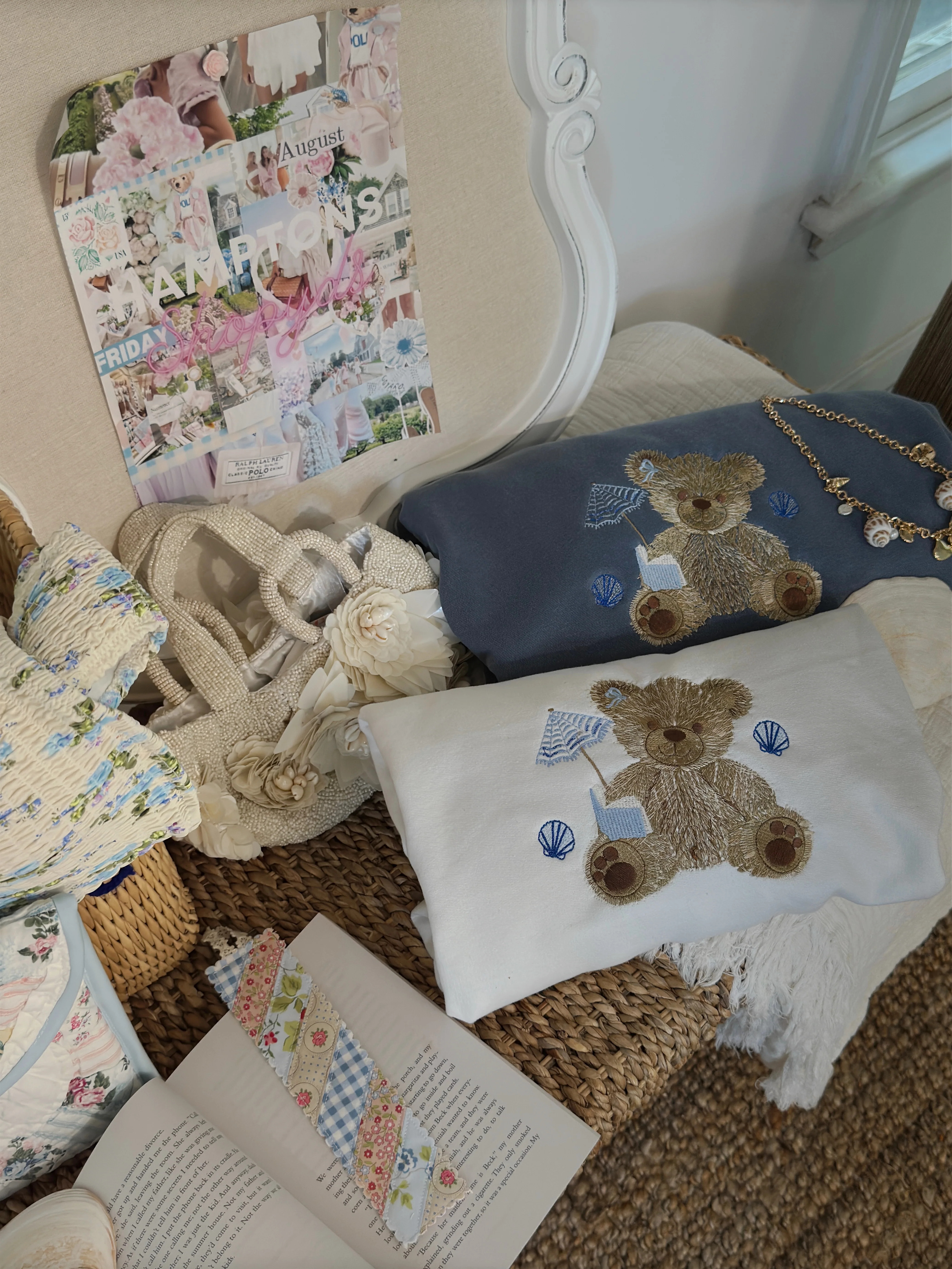 BEARY By The Shore Teddy Embroidered Crewneck | Shop Your Darling Style