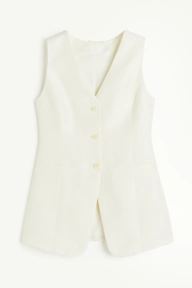 Linen-blend Suit Vest - White - Ladies | H&M US | H&M (US + CA)