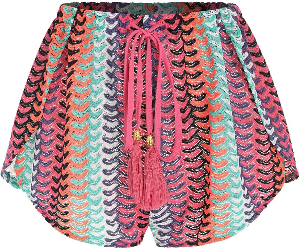 ZAFUL Crochet Cover Up Shorts for Women Beach Swimwear 2026 Boho High Waisted Drawstring Flowy Sw... | Amazon (US)