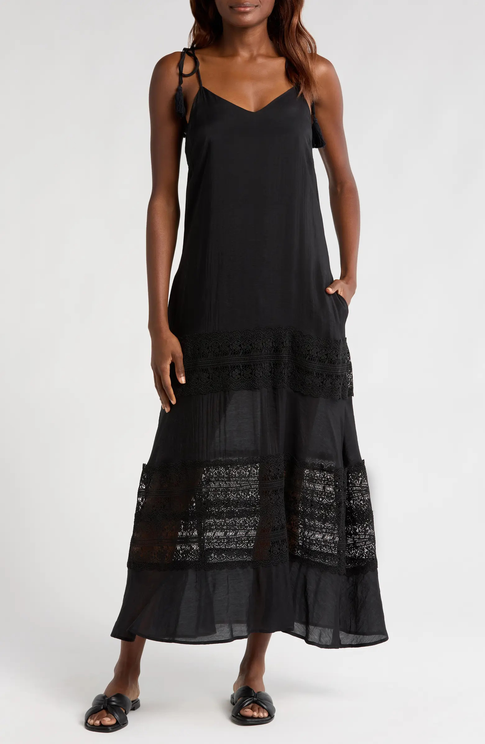 Lace Tie Strap Cover-Up Maxi Dress | Nordstrom
