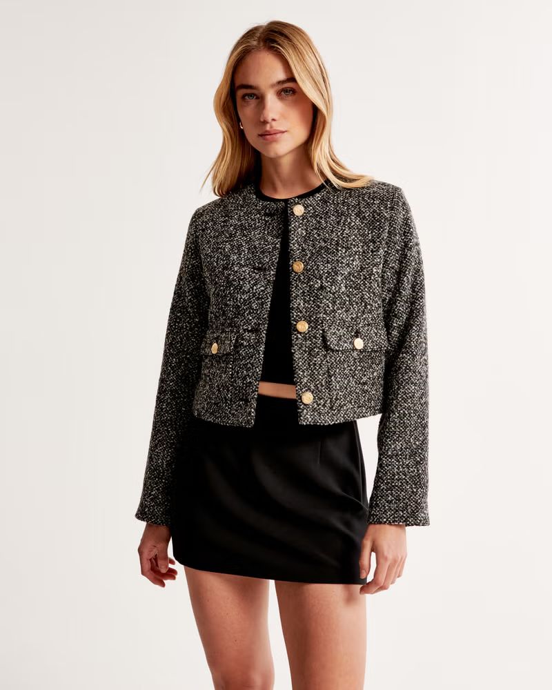 Collarless Textured Jacket  | Abercrombie & Fitch (US)