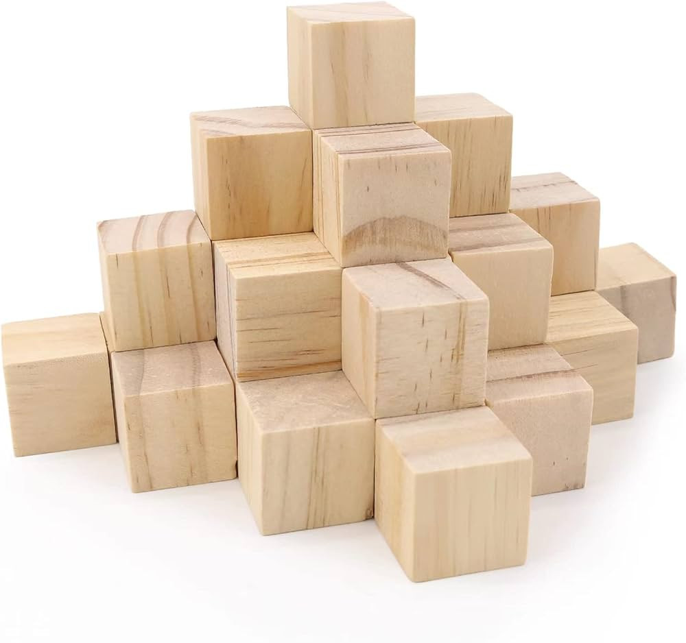 50Pcs Wooden Cubes 1inch Natural Wooden Blocks Unfinished Wood Blocks for Wood Crafts Blank Wood ... | Amazon (US)