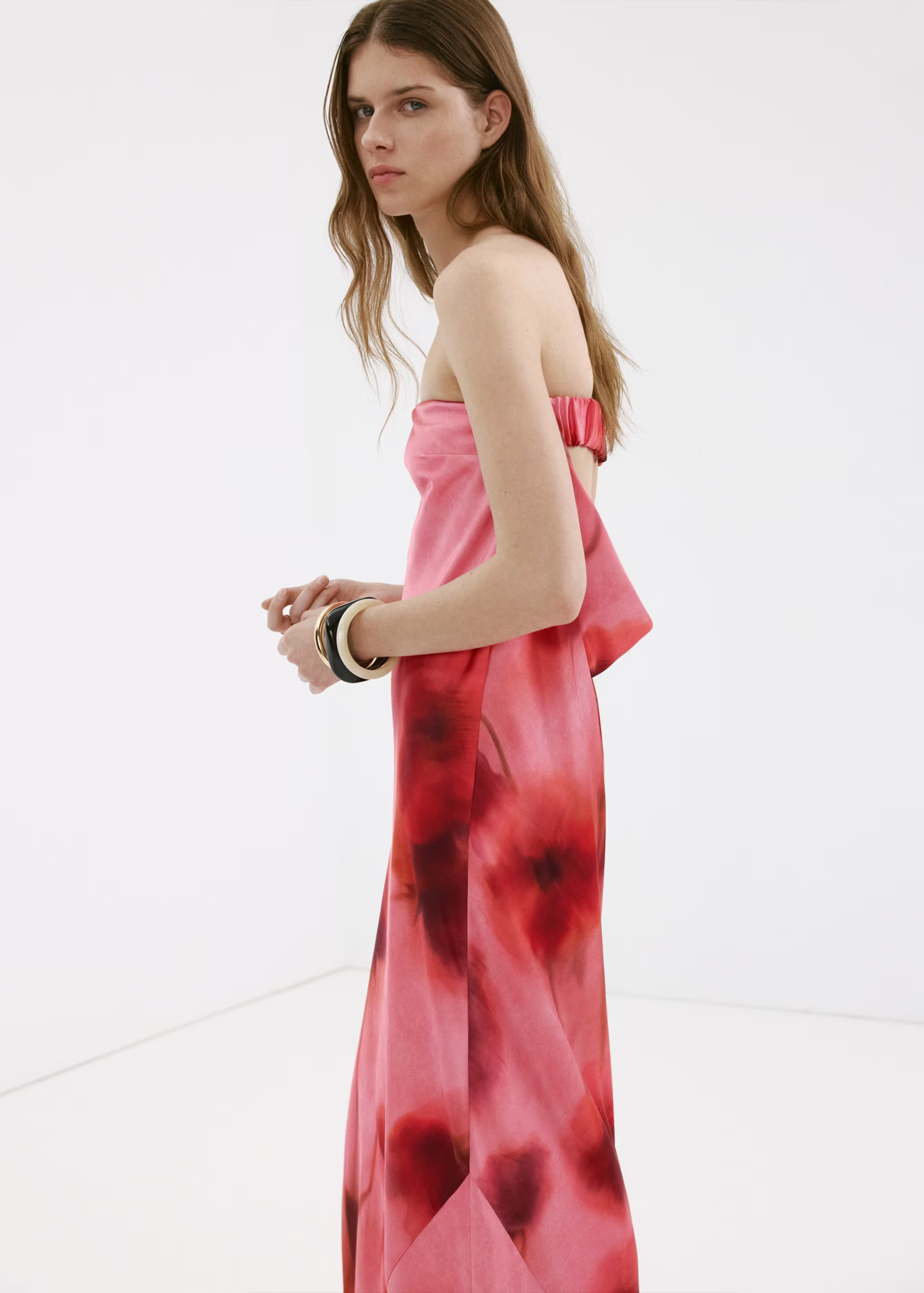 Strapless floral dress | Mango (US/MX/AU)