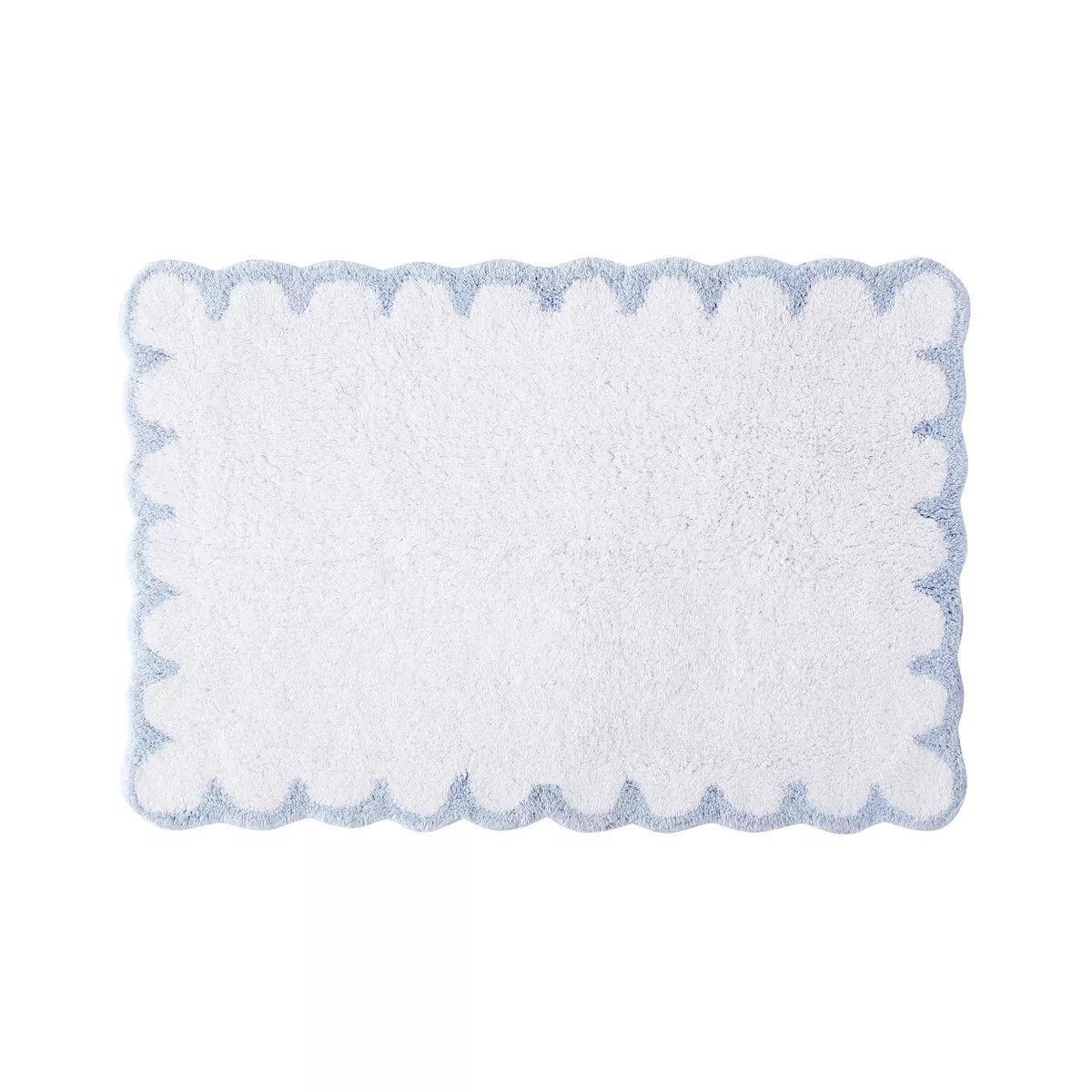 Peri Home Bath Rug White/Blue Scallop | Target