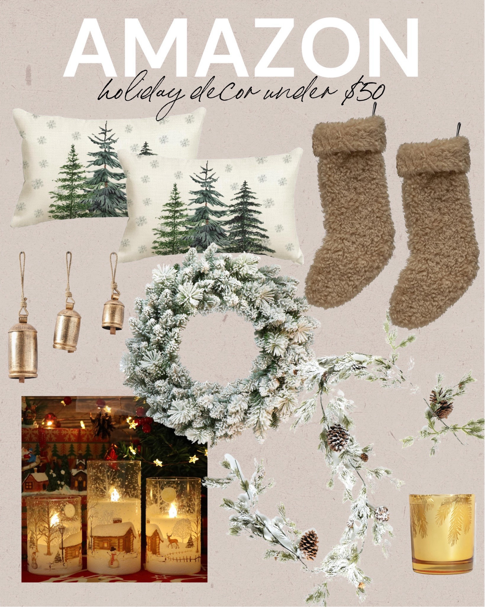 Amazon holiday decor under $50

amazon decor,
amazon holiday home decor, affordable Christmas decor, xmas decor, flocked wreath, flocked garland, holiday candles, holiday pillows

#LTKHome #LTKSeasonal #LTKHoliday