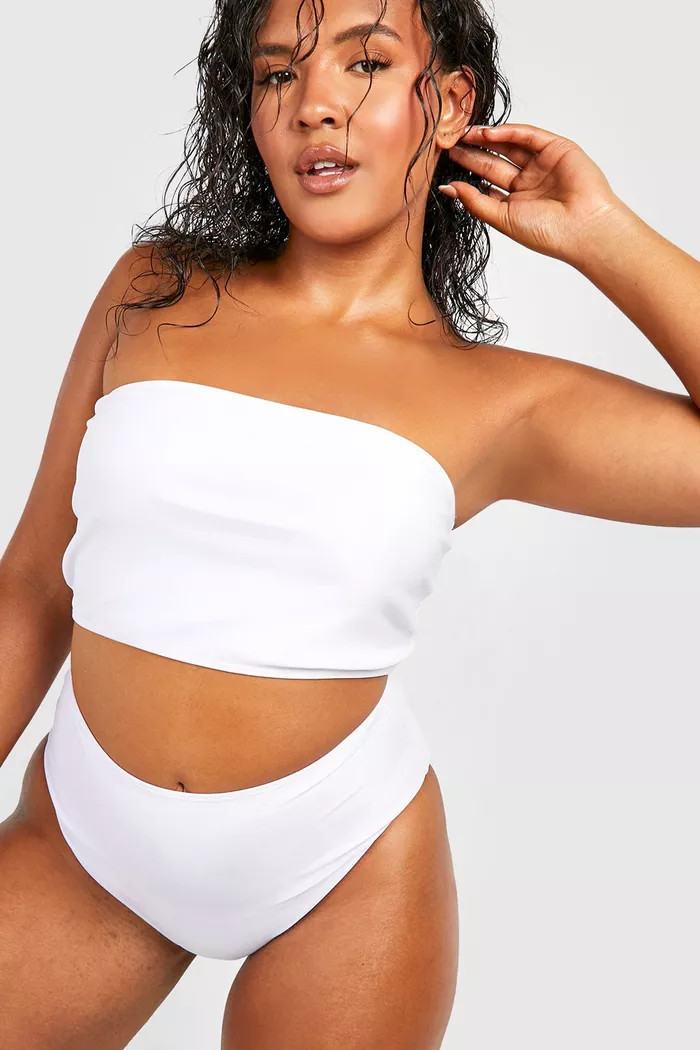 Plus Essentials Longline Bandeau Bikini Top | boohoo (US & Canada)