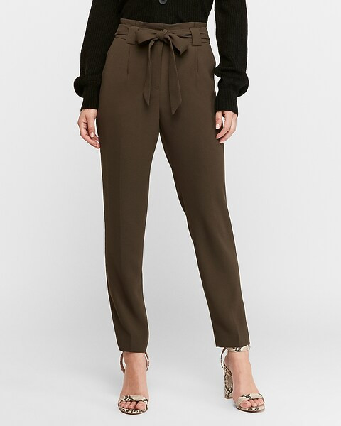 High Waisted Paperbag Ankle Pant | Express