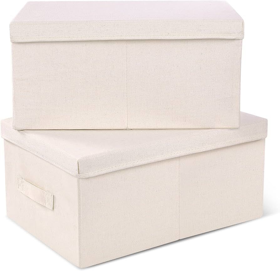 Large Storage bins with lid, Storage Fabric Bin containers boxes Linen Collapsible Basket Closet Cub | Amazon (CA)