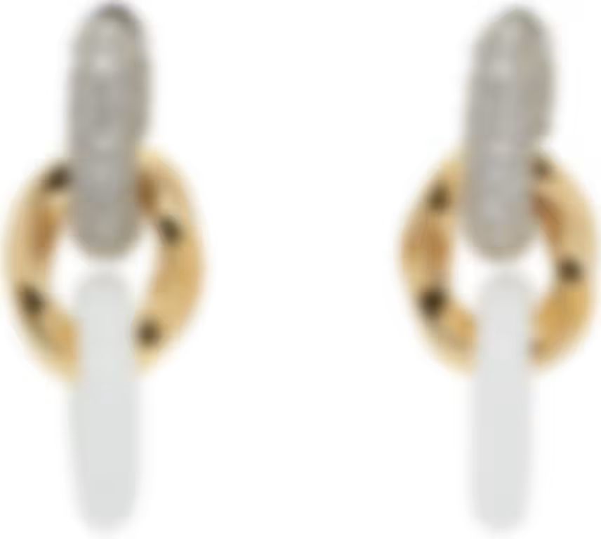 Gold & White Drop Chain Earrings | SSENSE