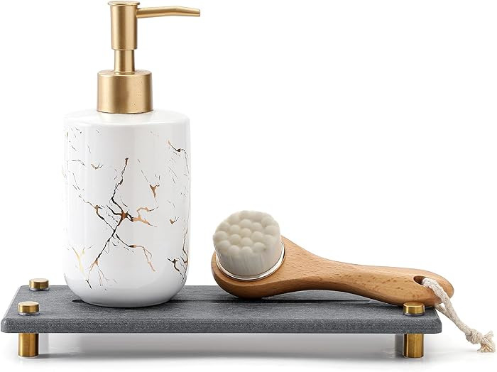 Kitchen Sink Caddy Water Absorbing Stone Drying Tray, Diatomite Bathroom Sink Organizer, Faucet C... | Amazon (US)