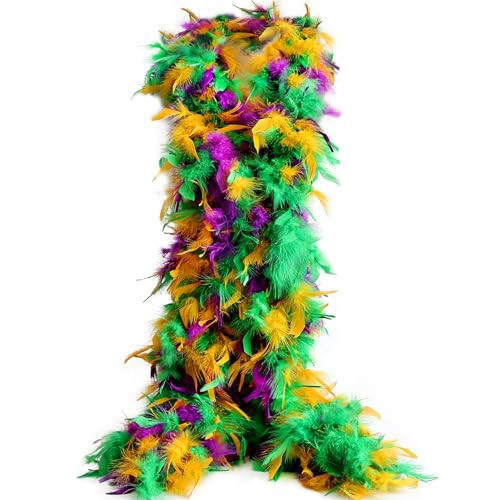 THARAHT Colorful Chandelle Turkey Feather Boa 2 Yards 100g for DIY Craft Home Dancing Wedding Mardi Gras Party Halloween Costume Decoration Feather Boa | Amazon (US)