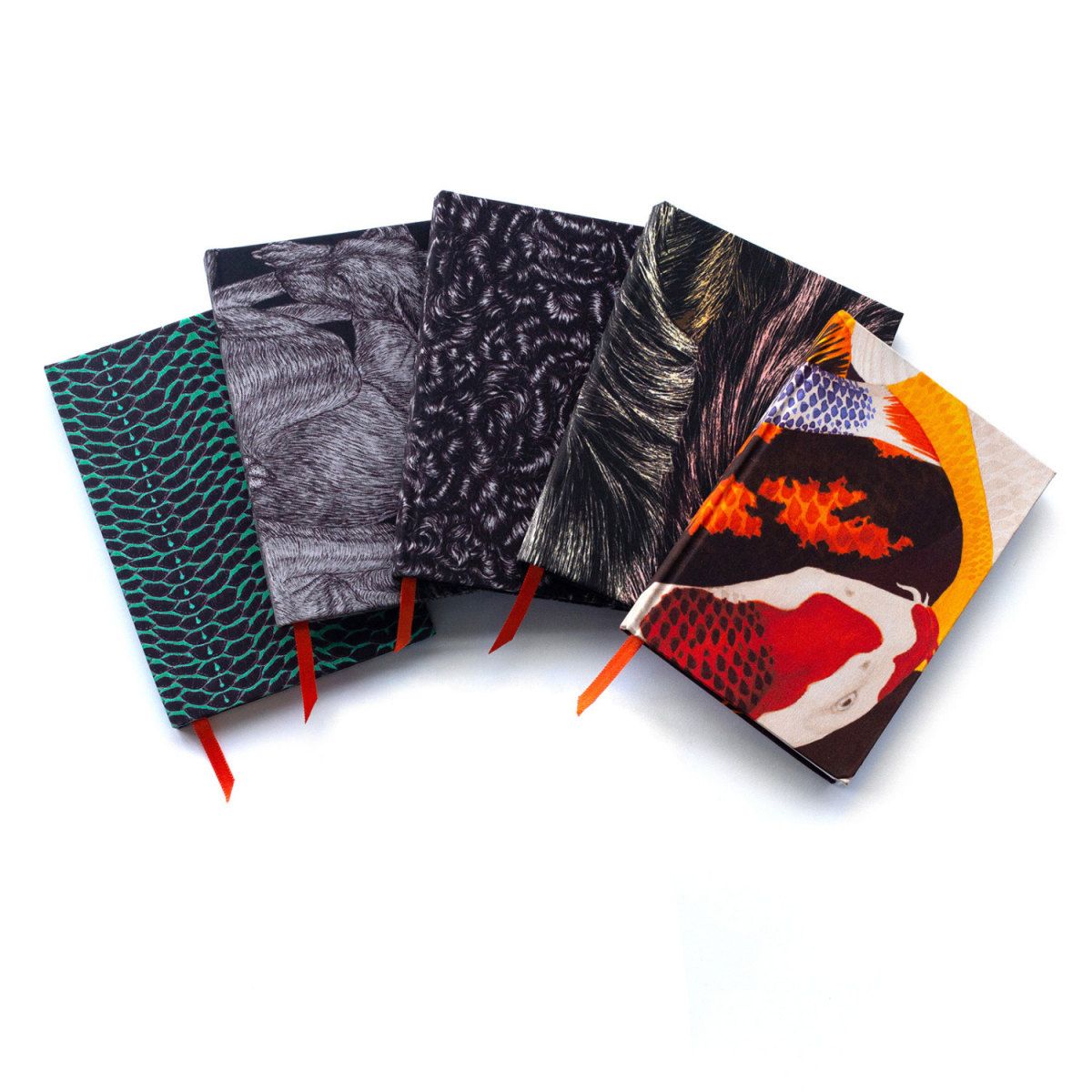 Silk Covered Notebooks Set Of 5 Assorted Designs | Wolf & Badger (US)