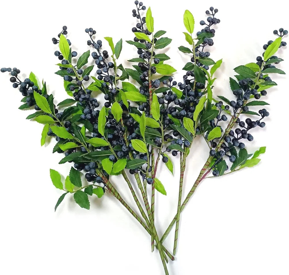 Artificial Berry, (6 pcs, 17" Each) Fake Burgundy Berry, Artificial Berries Stems for Xmas Tree W... | Amazon (US)