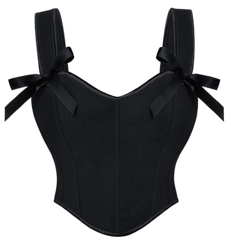 Renaissance Corset Tops for Wome Lace-up Back Bustier Shapewear Top Black Corset Black Size 12 | Amazon (US)