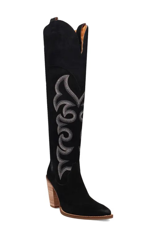 Dingo Primadonna Pointed Toe Over the Knee Western Boot in Black at Nordstrom, Size 6.5 | Nordstrom