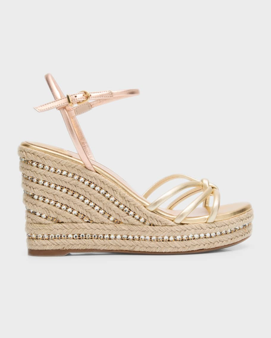 Sophia Webster Alina Metallic Crystal Wedge Espadrilles | Neiman Marcus