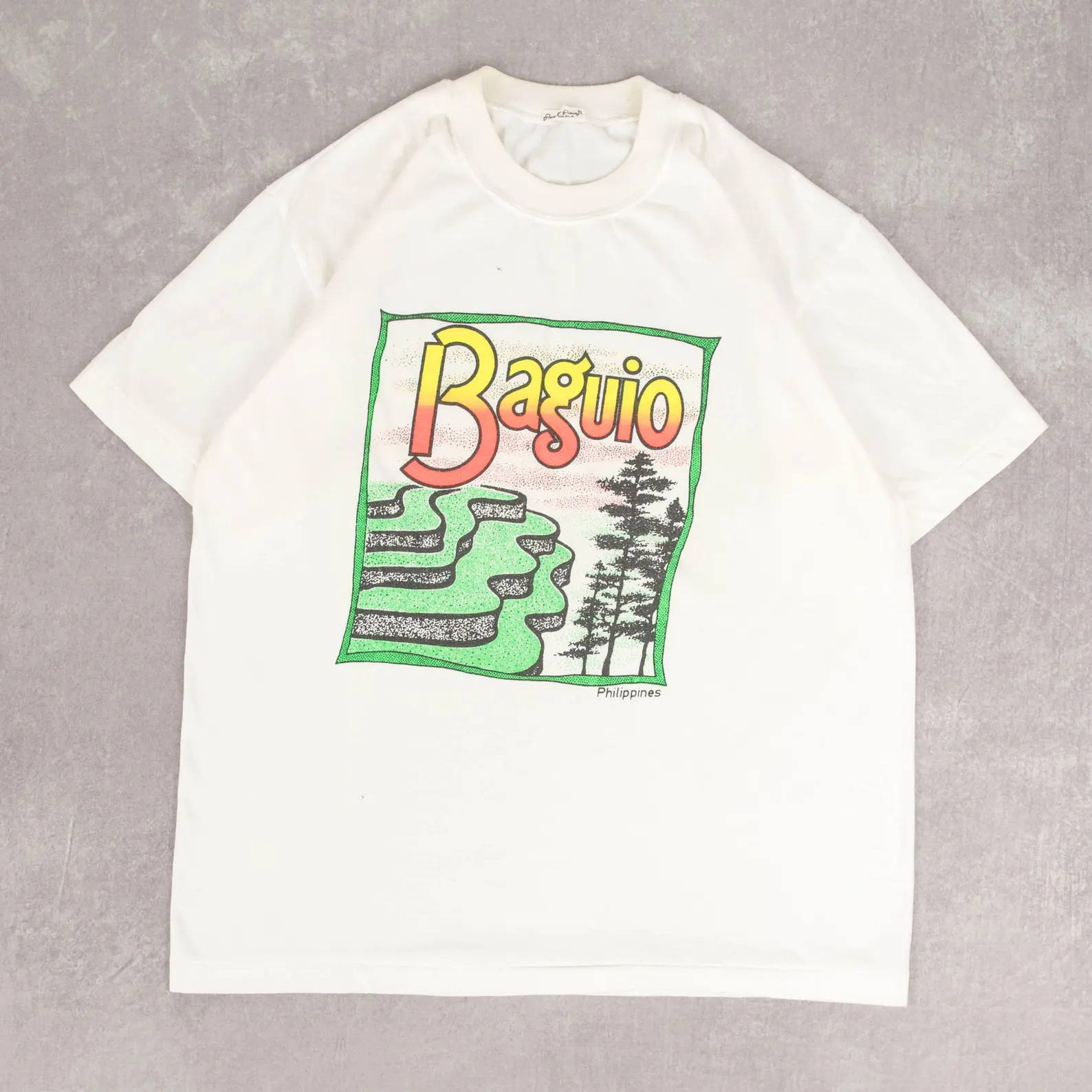 Vintage 90s Graphic Logo Baguio Single Stitch T-Shirt L Women's White Location | Etsy (US)