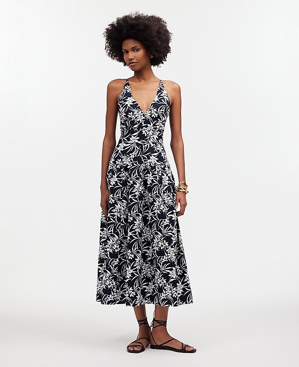 Smocked Halter Midi Dress in Poplin | Madewell