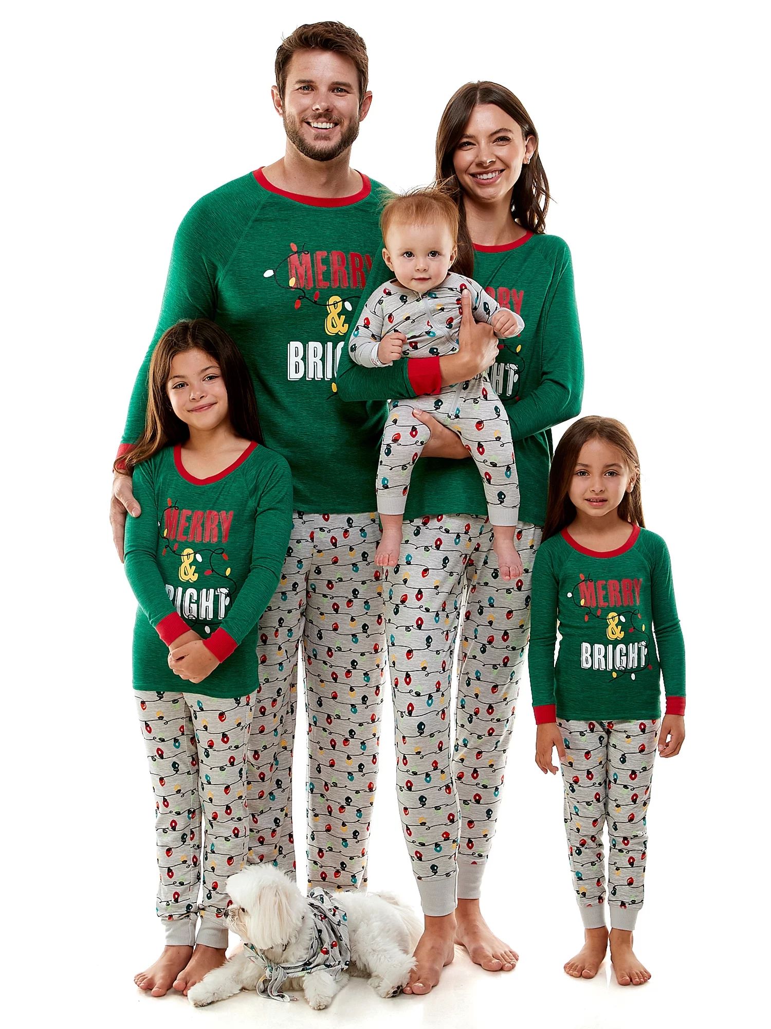 Derek Heart Merry and Bright Matching Family Christmas Pajamas, 2-Piece - Walmart.com | Walmart (US)