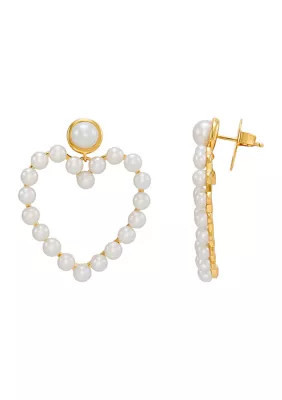 Belk & Co Pearl Heart Earrings In Gold Over Sterling Silver | Belk