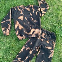 Tie Dye Sweatsuit Set // Bleached Sweatshirt & Sweatpants Crew Neck Or Hoodie Sets Reverse Loungewear | Etsy (US)