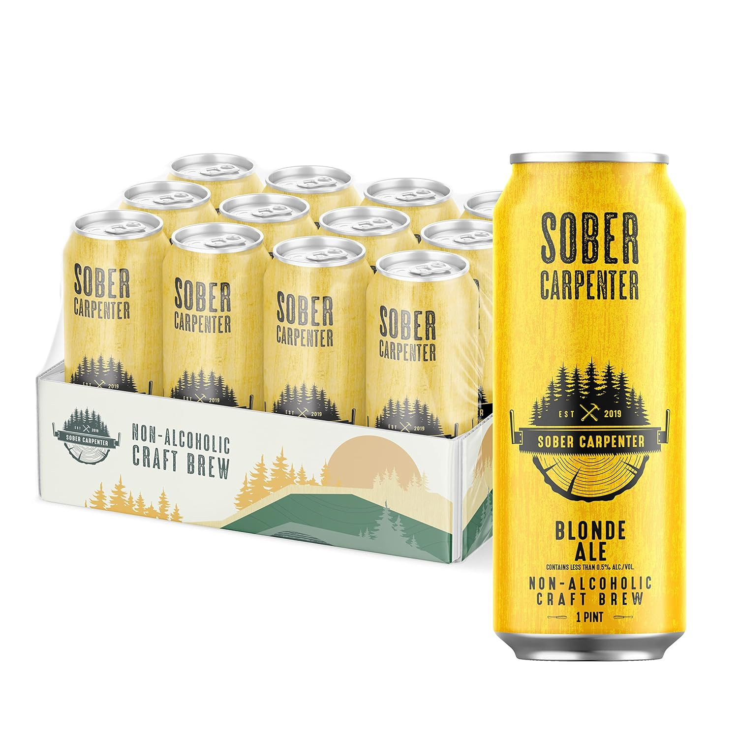 Sober Carpenter NA Craft Beer - Blonde Ale Non Alcoholic 12 pack /16 oz Cans of Low-Calorie, Awar... | Amazon (US)
