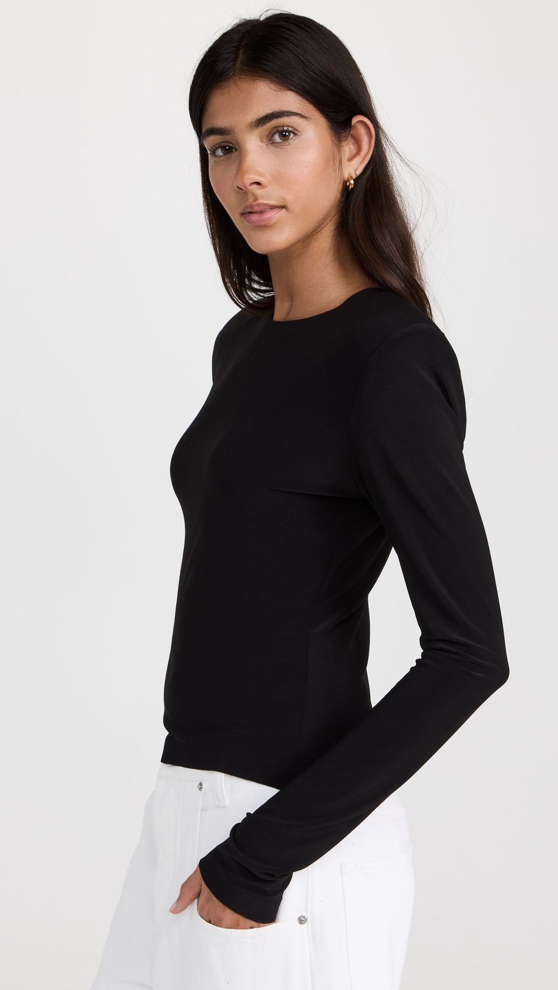 Shoulder Pad Long Sleeve Crew Top | Shopbop