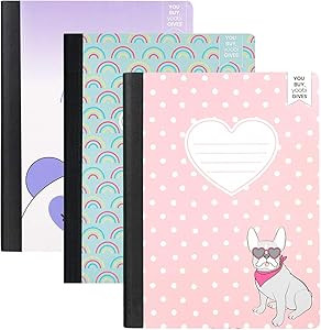Yoobi 1-Subject 7.5 x 9.75 Composition Notebook Set – 3-Pack of Kids College Ruled & Wide Ruled... | Amazon (US)
