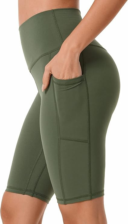 Sunzel 10" Biker Shorts for Women with Pockets, High Waisted Yoga Workout Shorts | Amazon (US)