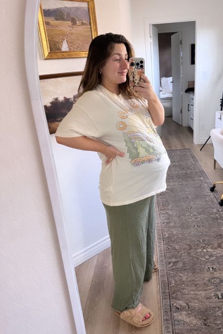 38.5 weeks pregnant!!!  Sooo close!! 

Oversized tees are amazing from aerie! I’m in a medium
Pants are SO comfortable! Wearing a medium short

#LTKFindsUnder50 #LTKBaby #LTKBump
