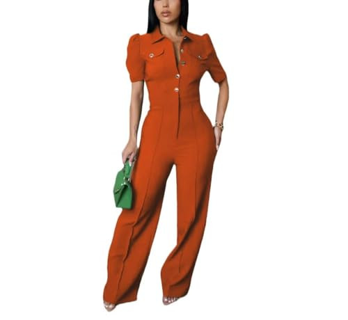 YSINTL Women's fashionable, sexy, elegant, high waisted, wide leg pants, club business party button jumpsuit | Amazon (US)