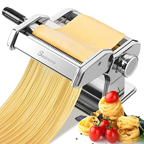 Pasta Machine, 150 Roller Manual Pasta Makers with 7 Adjustable Thickness Setting, 2 in 1 Dough Cutter, Hand Crank and Instructions, Best Kitchen Gift Set for Homemade Noodle Dumpling Skin Spaghetti | Amazon (UK)
